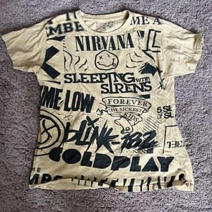Beige Alternative Rock Graphic Tee